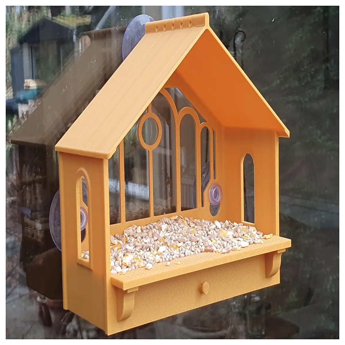window mounted bird feeder classic design clear view hanging seed tray for backyard wildlife watching