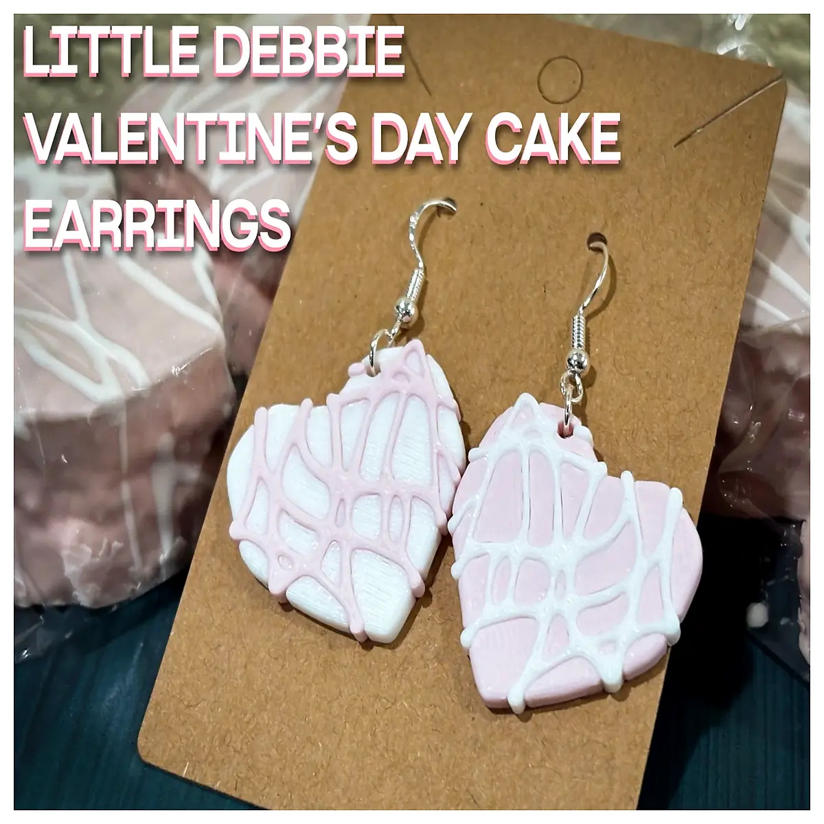Shaped Valentine s Cake Earrings Cute Little Debbie Cookie Charms Sweet Gift Festive Jewelry Sweet Little Cutie