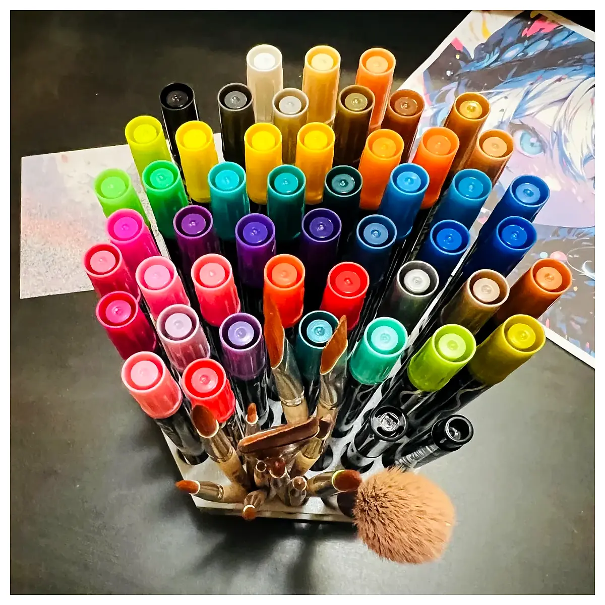 55 Pen Holder Organizer Art Supplies Brush Stand Marker Rack Painting Accessories Drawing Tools