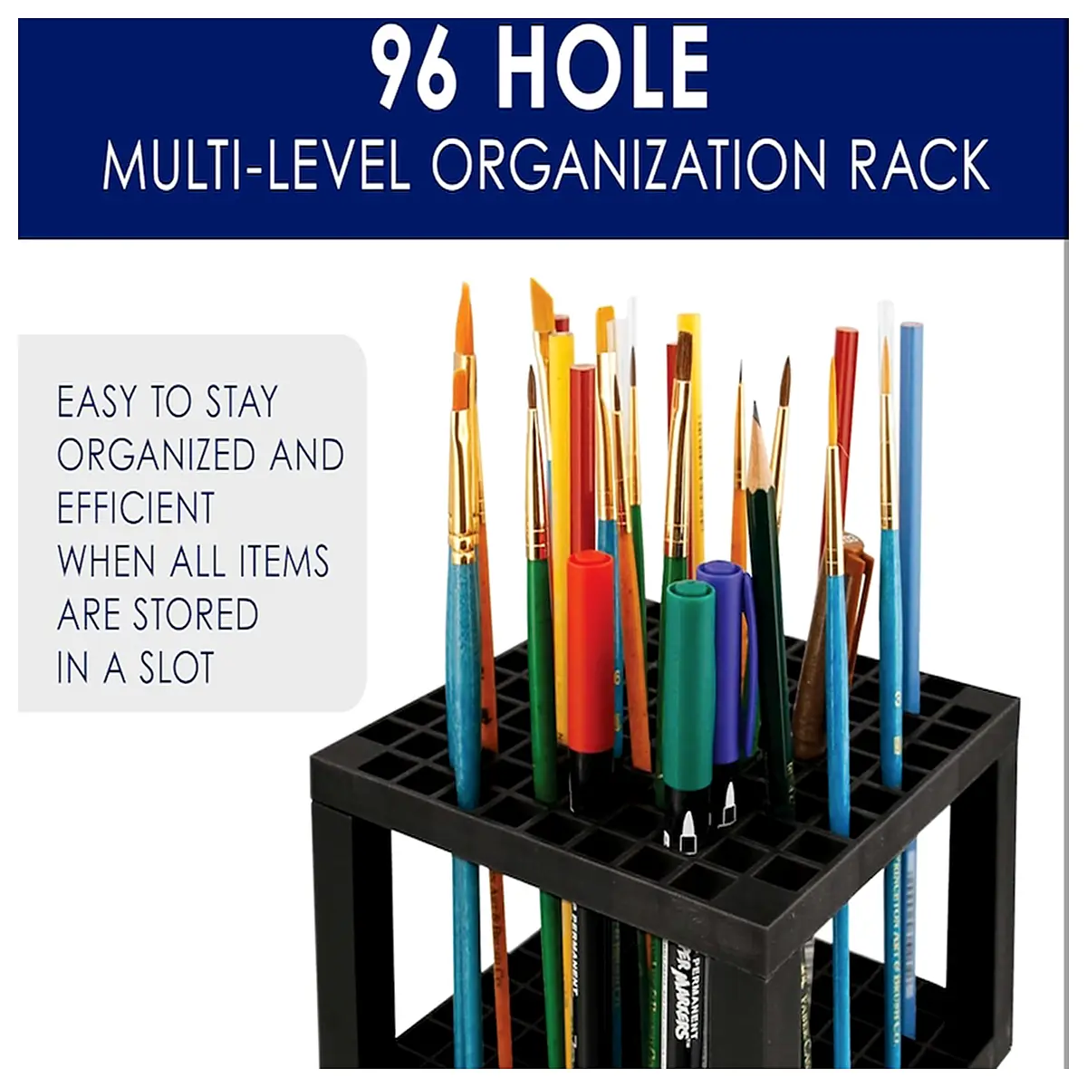 Art Supplies Organizer 96 Hole Square Compartment Box Painting Tools Storage Container Art Supplies Rack