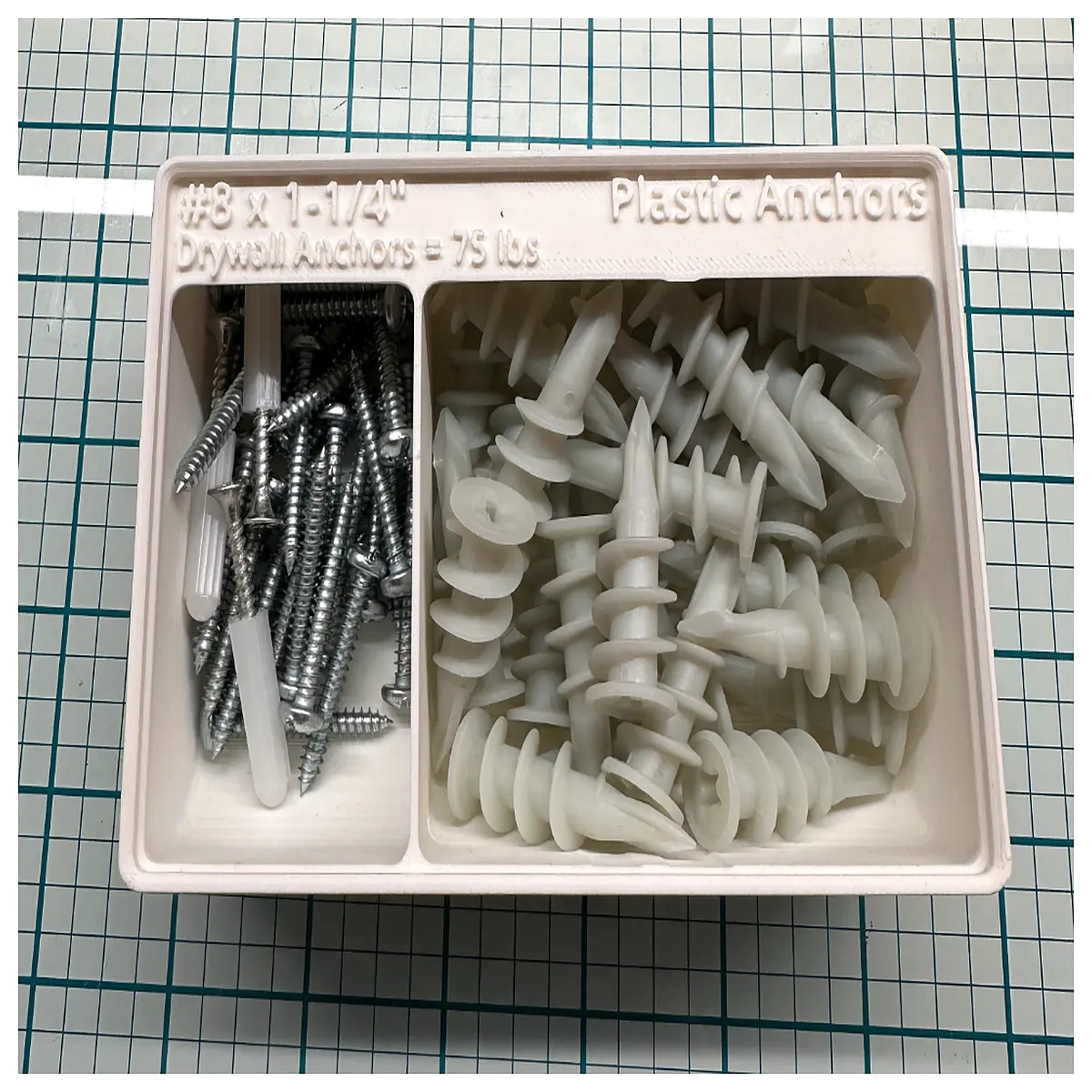 Drywall Screw Organizer Box Fastener Storage Container Wall Anchors Storage Construction Accessory Organizer Gridfinity