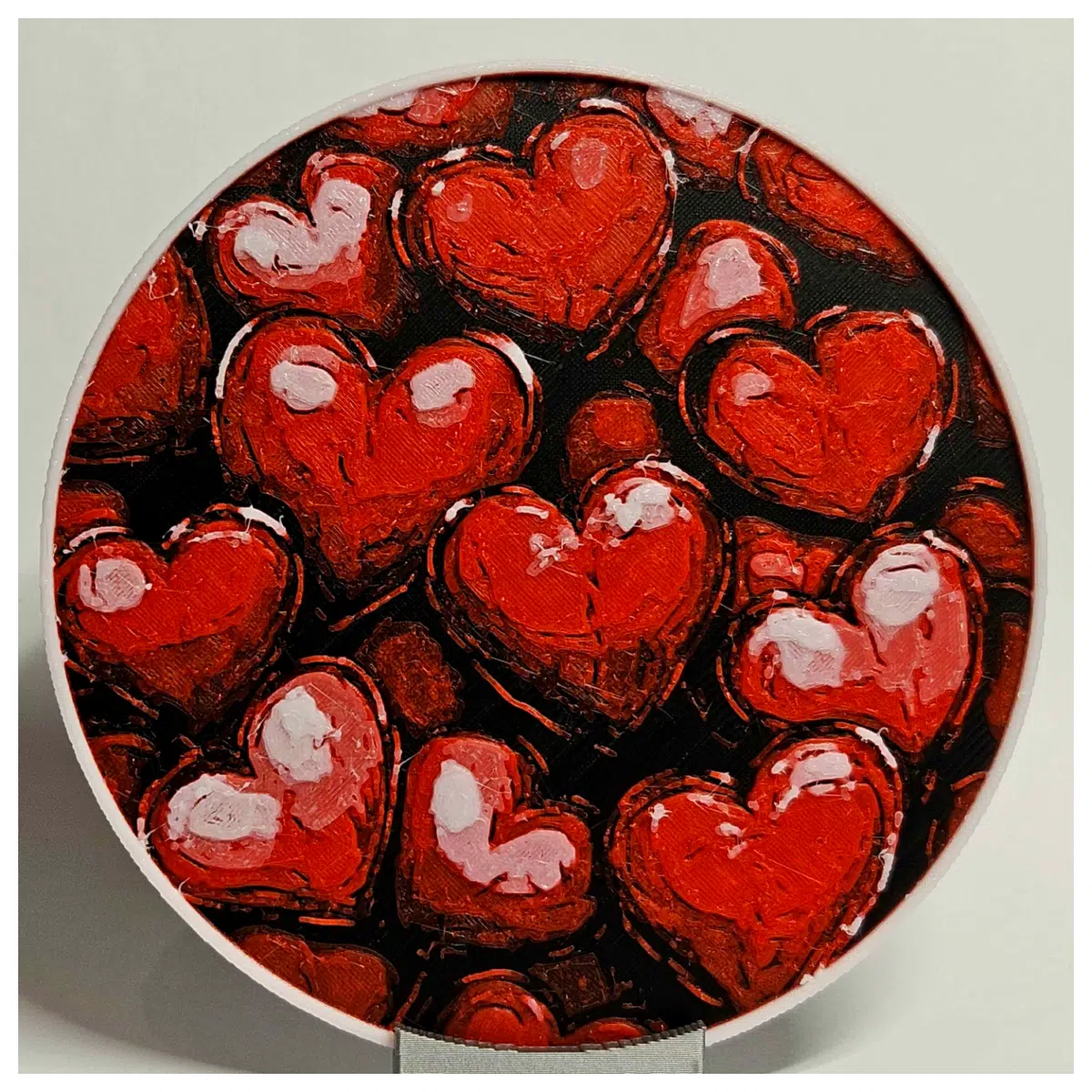 black coaster with red design romantic table protector for coffee mugs non slip cork base valentine s day gift decor