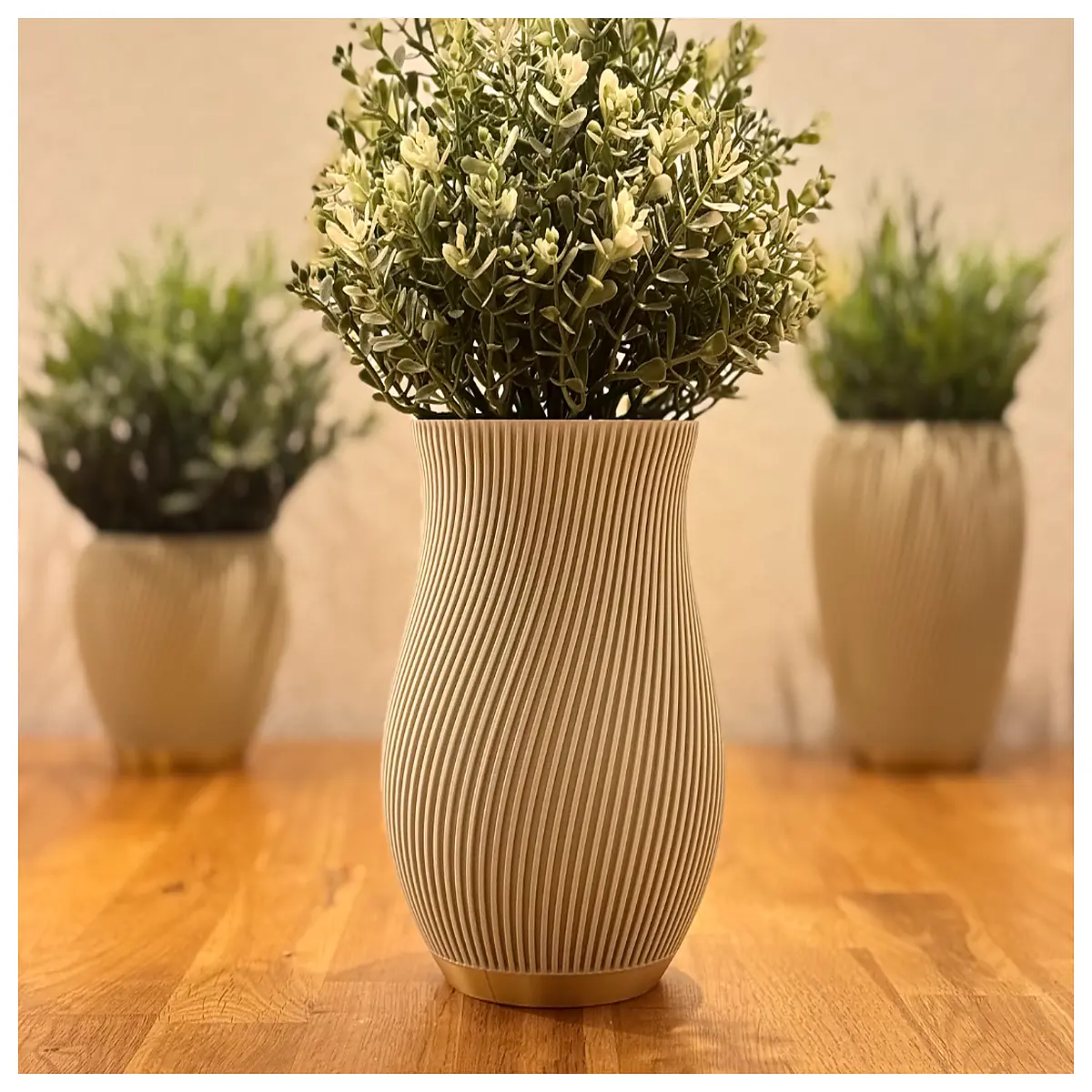 Modern Plant Pot Ribbed Double Flower Pot 150mm Indoor Greenery Desk Decoration Home Planter