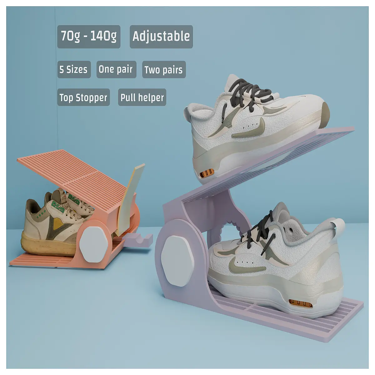 Lightweight Adjustable Shoe Rack 73g Easy Shoe Storage Quick Installation Home Organization Space Saving