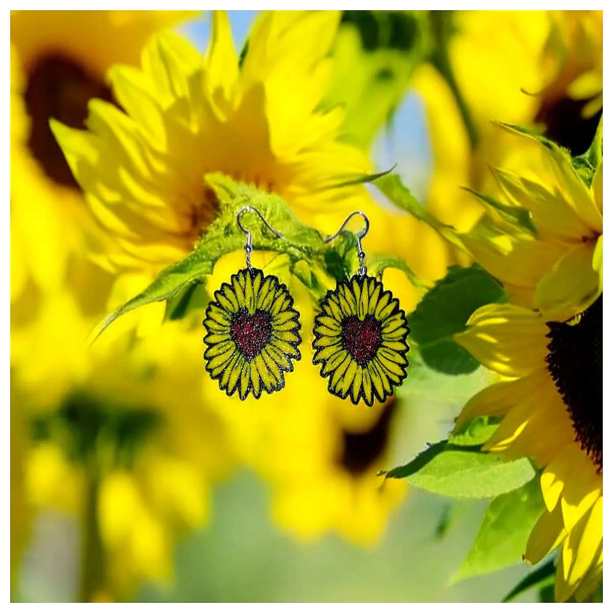 Sunflower Earrings Sun Flower Earring Romantic Girl Jewelry Cute Flower Ear Studs Girl Gift