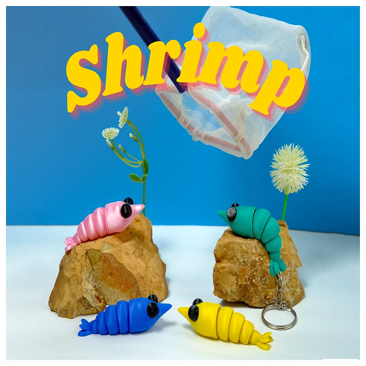 Wiggling Shrimp Keychain Fun Animal Hanging Keyring Decoration Phone Accessory Creative Gift Shrimp Shape