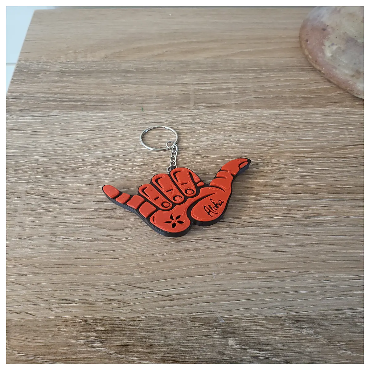 shaka sign keychain funny aloha vibe surfers beach lovers cool car keys accessory