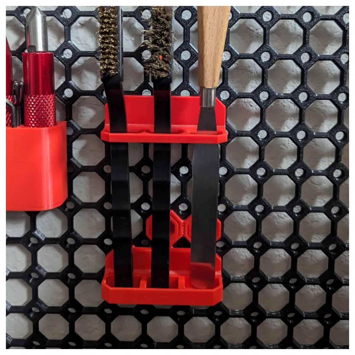 duty 3 slot pegboard tool organizer rack with push in hooks for garage workshop storage