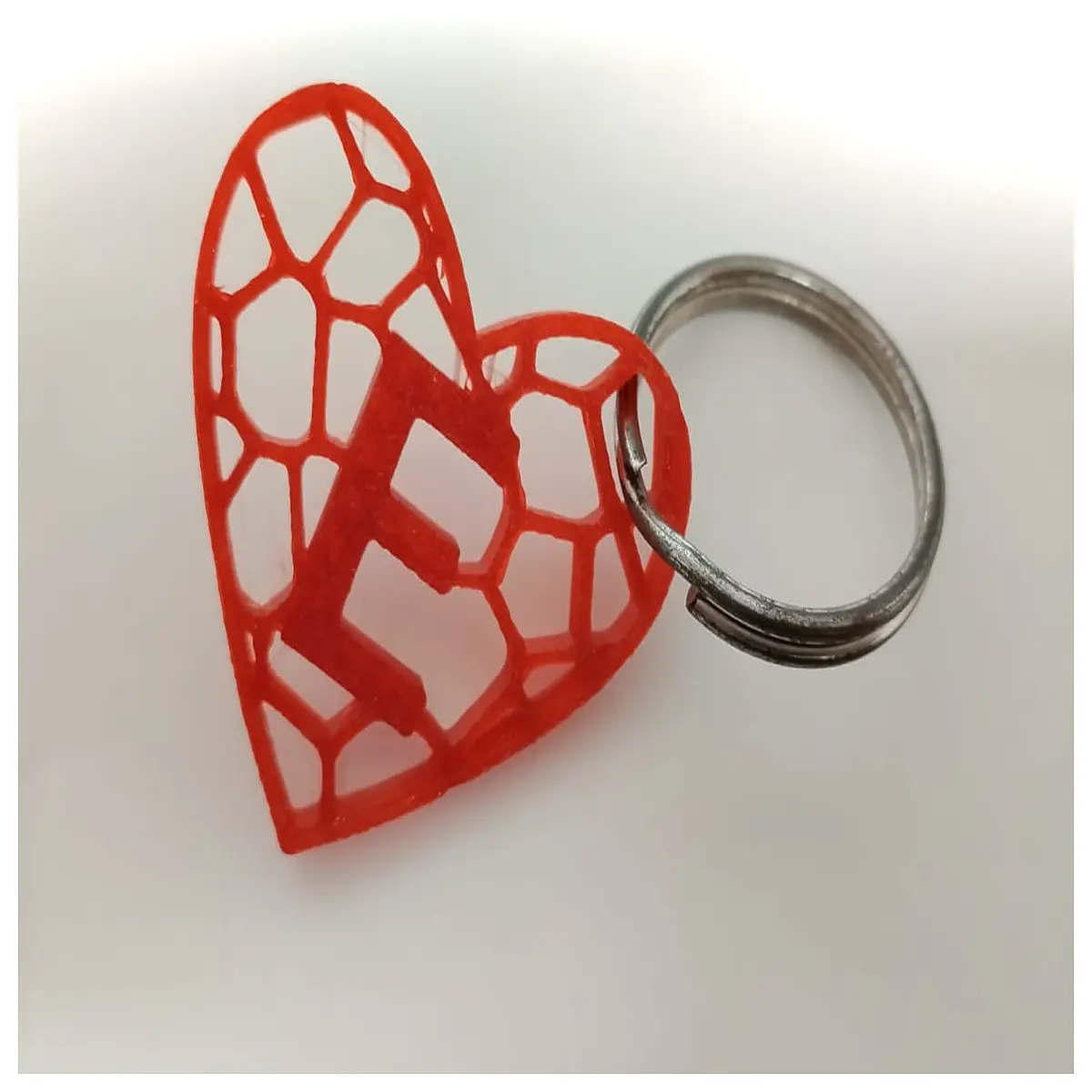 personalized keychain with initial monogram and modern geometric voronoi pattern design for women men