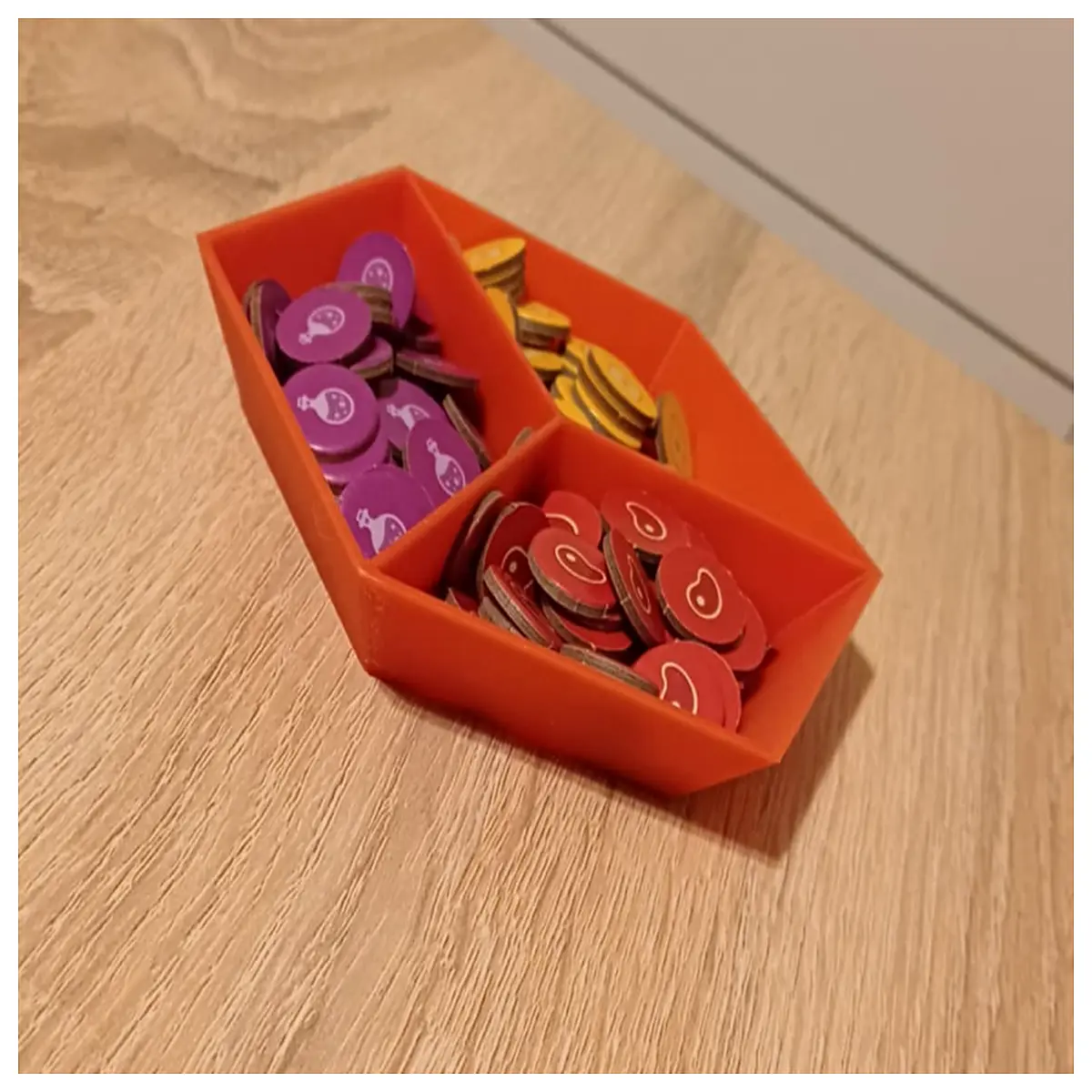 board game screw organizer with 3 compartments for tabletop hobby parts storage
