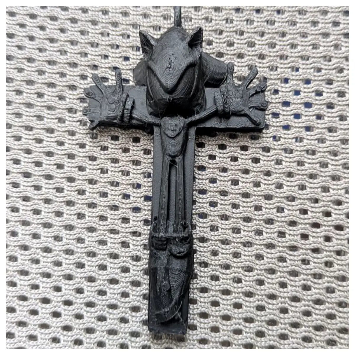 Cross Charm Shadow Hedgehog Hanging Figurine Religious Decor Prayer Ornament Black Hanging Pendant Nail Cross