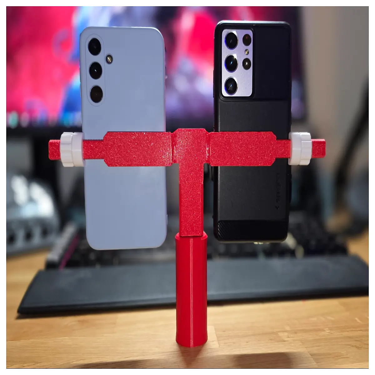 dual phone holder mount for car dashboard desktop simultaneous charging dock for two smartphones tablet support