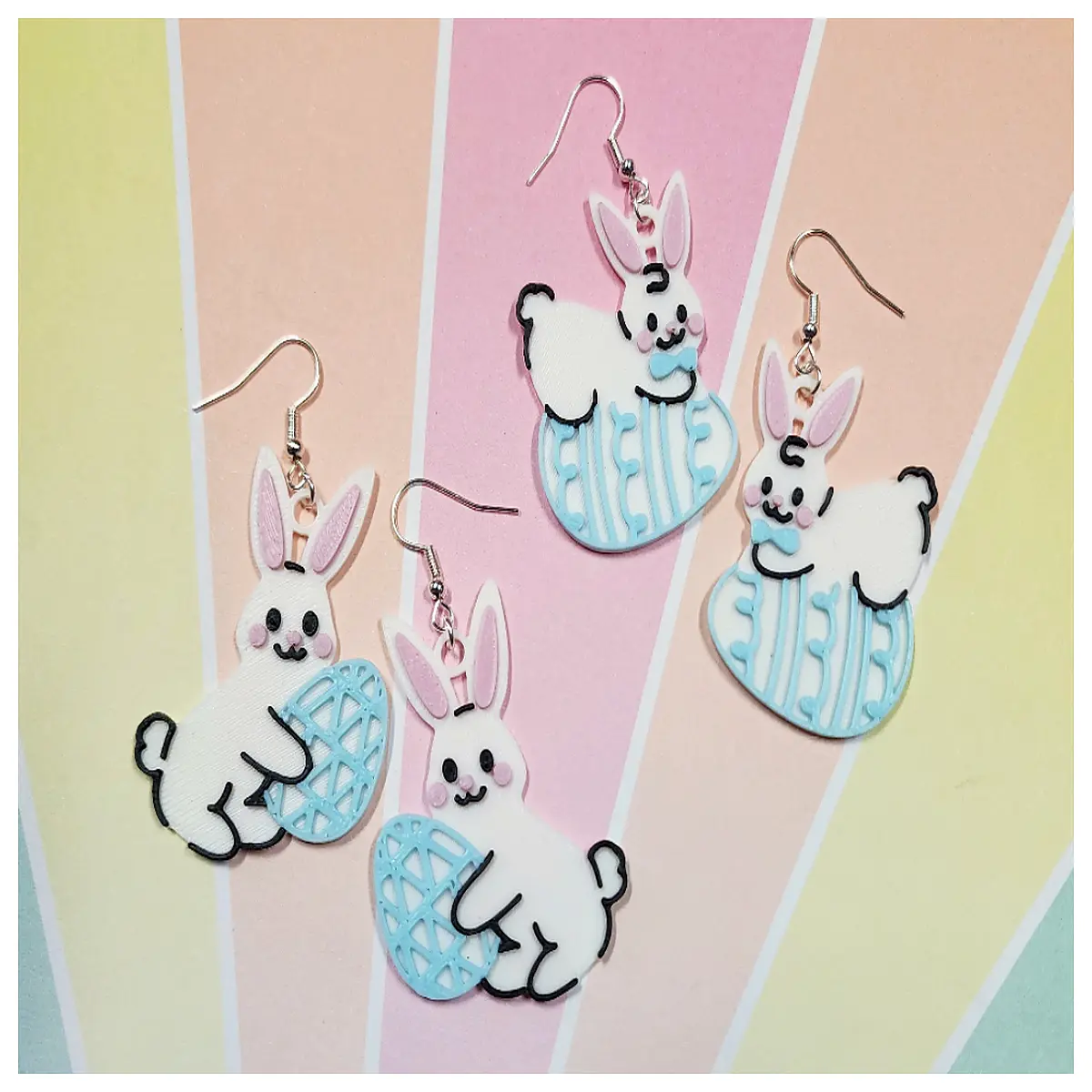Easter Bunny Earring DIY Print Template Quick Printing Bunny Earrings Holiday Decoration Crafting Ideas
