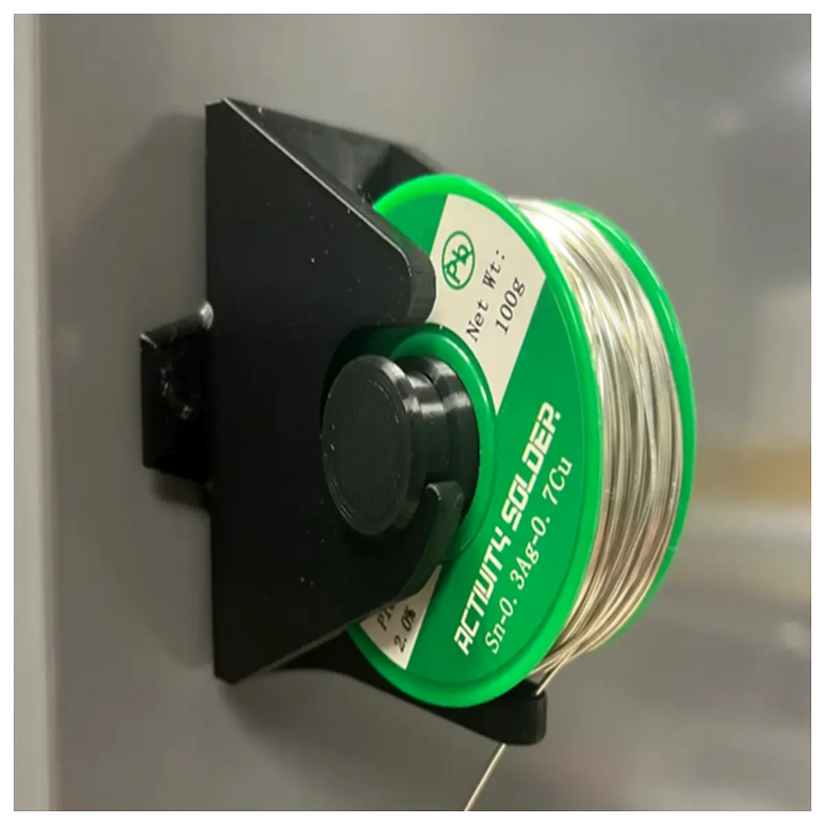 wall mounted solder wire holder spool reel for electronics repair station