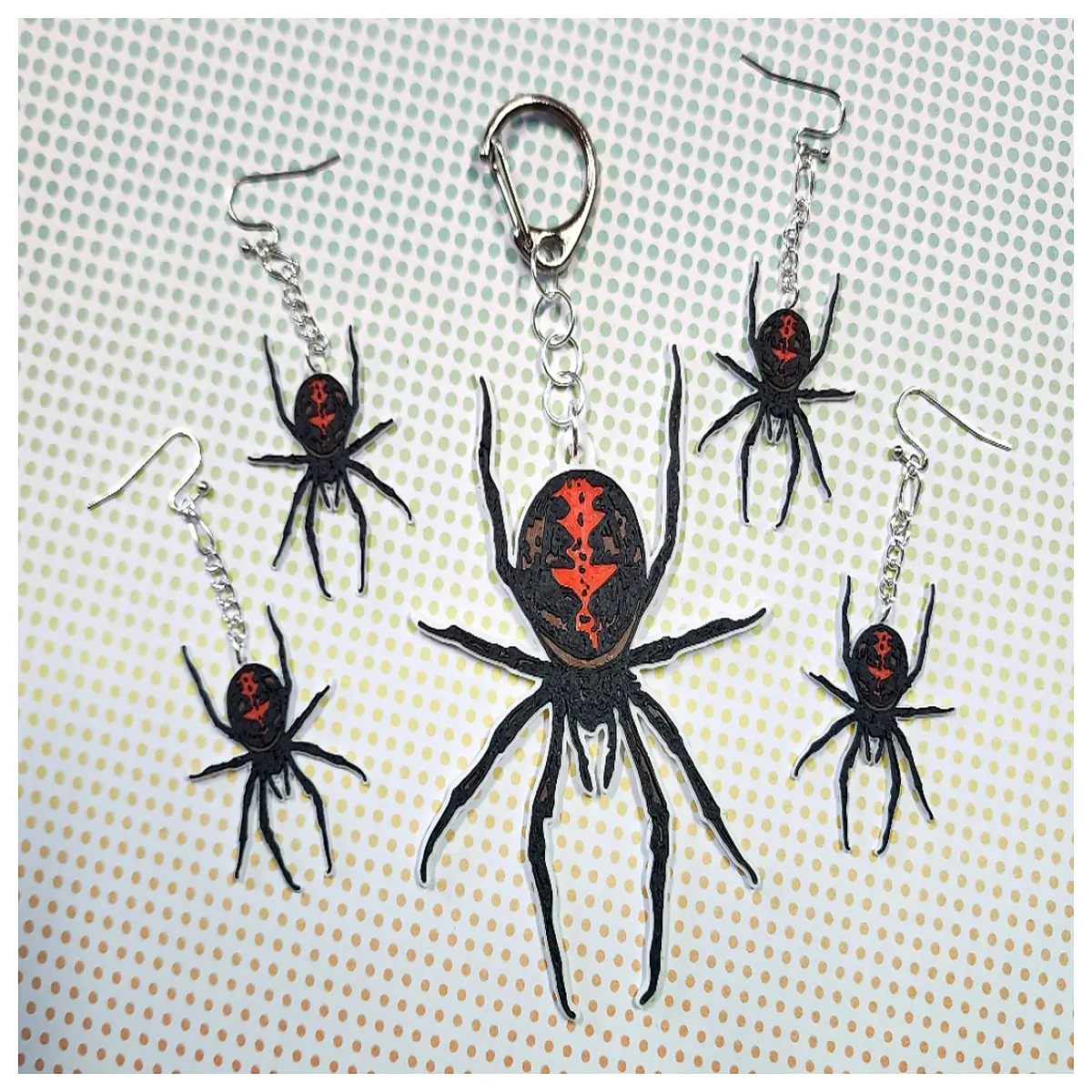 Australia Black Widow Spider Keychain Earrings Spider Decor Lucky Charm Charming Gift Spider Jewelry Wholesale