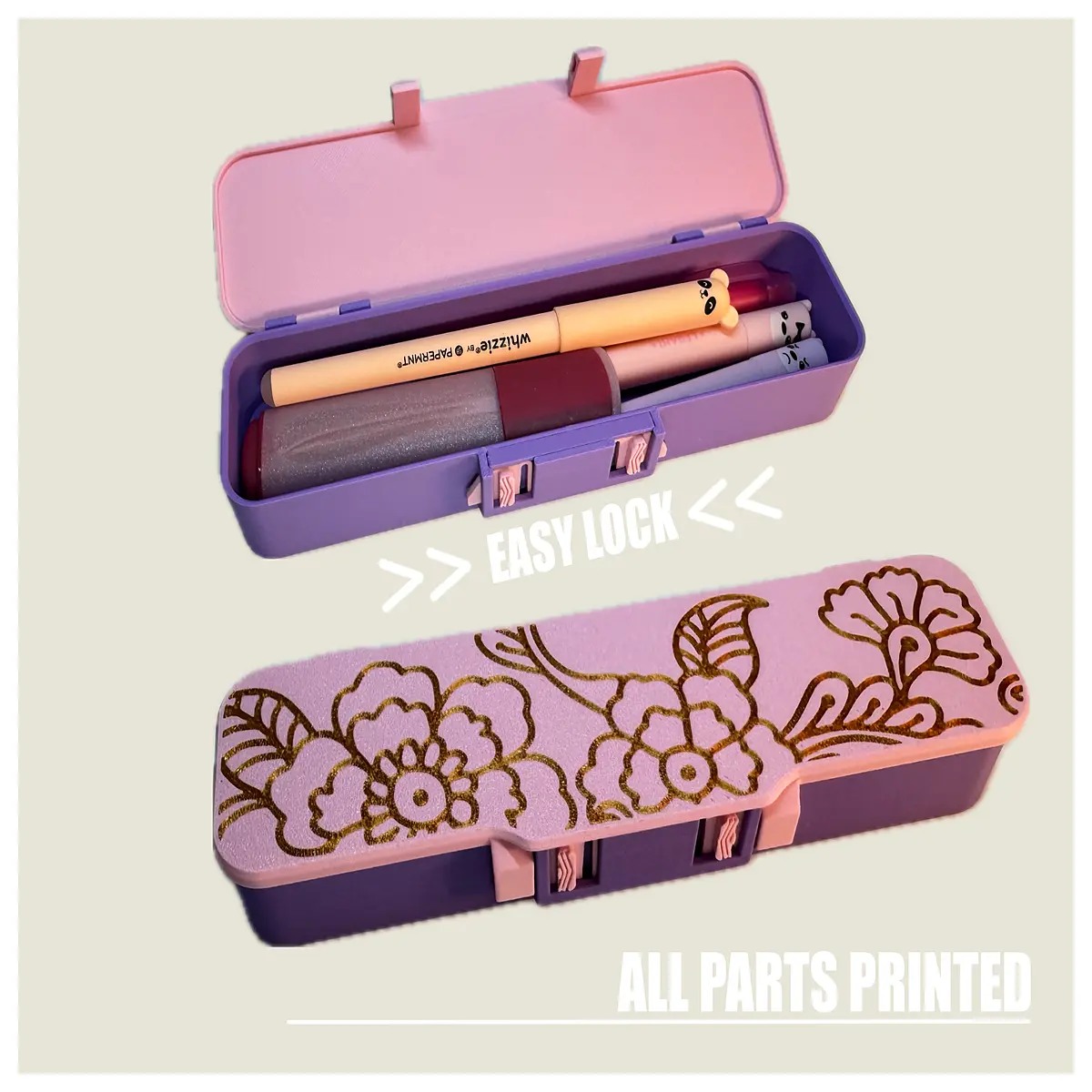 Floral Pencil Case Student Stationery Organizer Flower Decorative Box Kids Art Supplies Holder Creative Storage Case School Supplies
