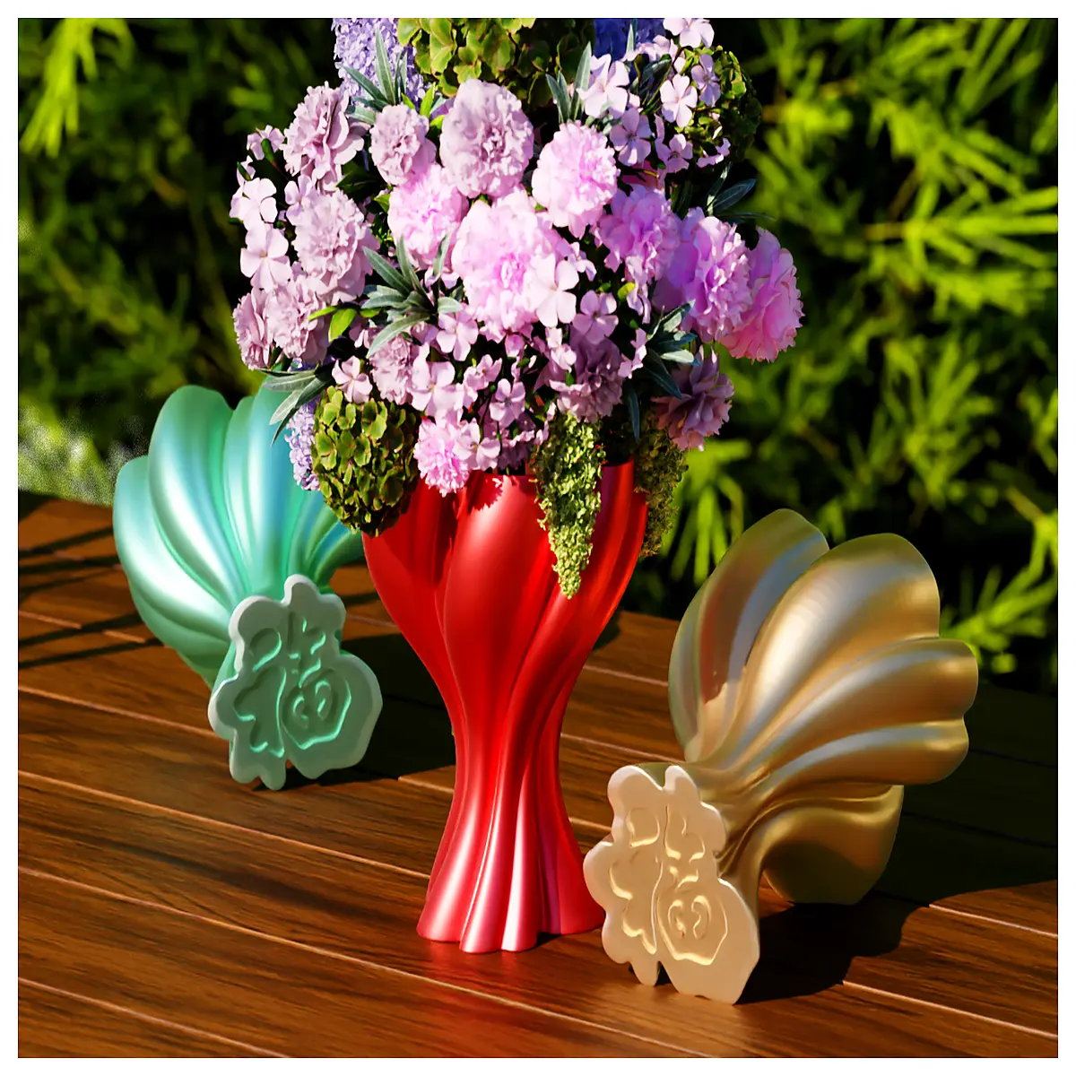 gold and red vase for home decor chinese new year lucky blessing flower pot feng shui wealth attracting centerpiece