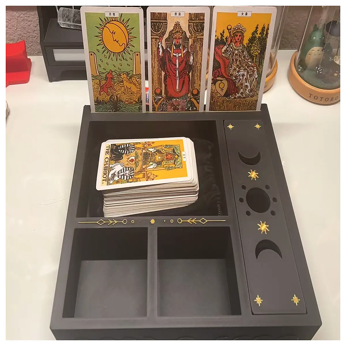 Tarot Card Box Storage Box Card Holder Organizer Multi Function Display Case Extra Space