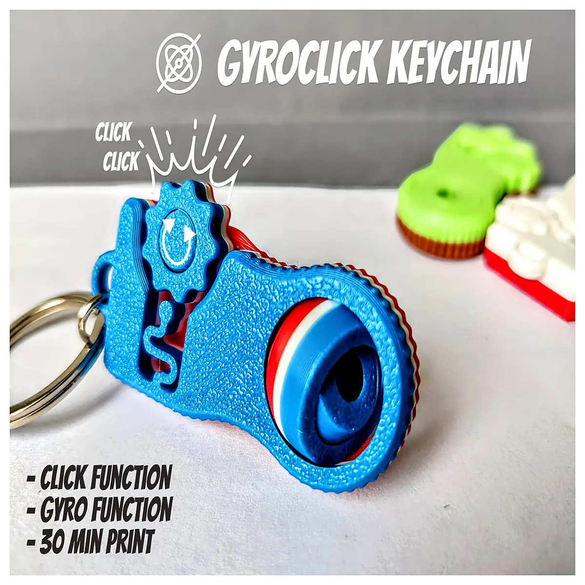 Rotating Click Keyring Fun Fidget Toy Tactile Massage Stress Relief Kids Adult Novelty Puzzle