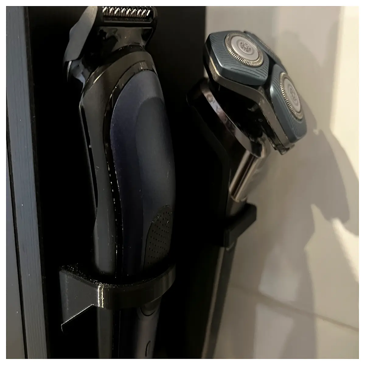 bathroom countertop organizer for electric shaver and trimmer holder with charging dock space saving desktop storage