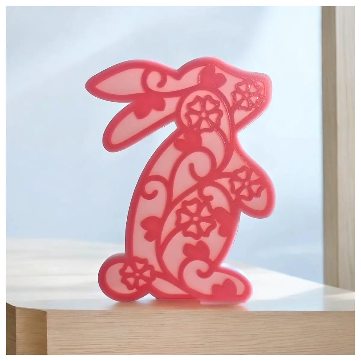 Easter Bunny Figurine Floral Decoration with Base Easter Gift Festive Decor