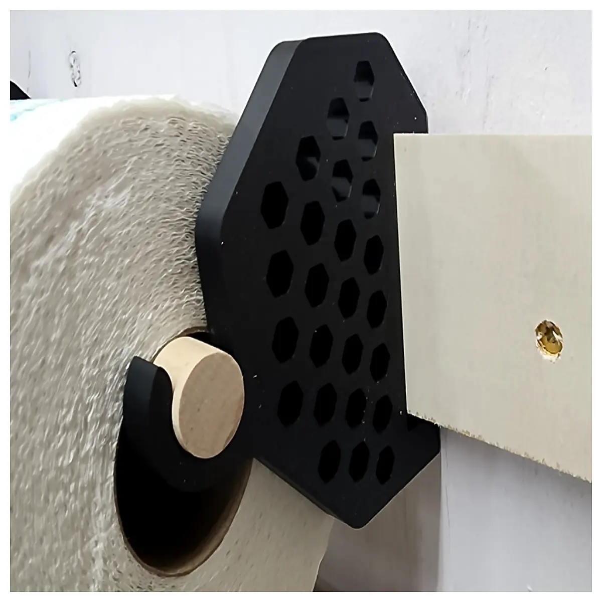 French Concealed Towel Holder Wooden Peg System Bathroom Shelf Tissue Display Rack Organizer