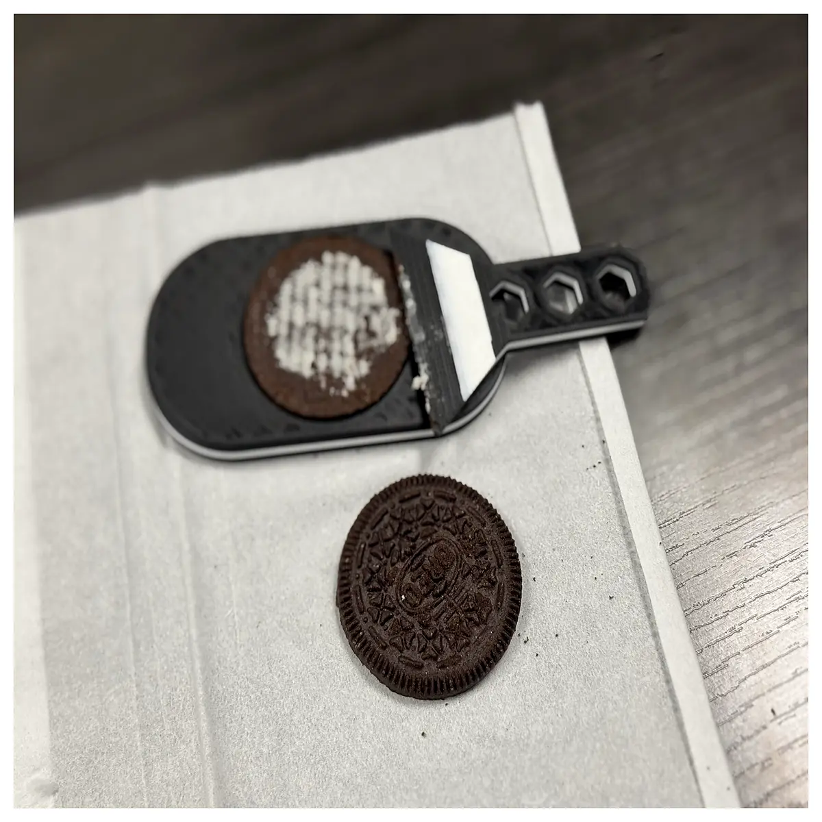scraper tool for removing cream filling without breaking cookie