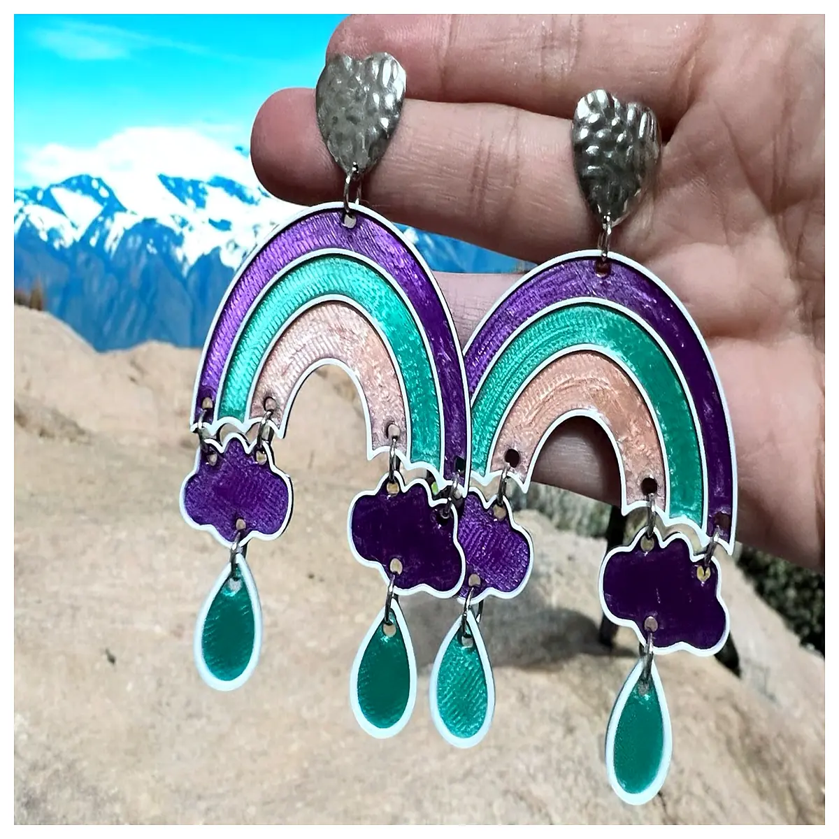 Rainbow Earrings Women s Gradient Fashion Earrings Sweet Girl Gift Jewelry Wholesale Cross Border E commerce Rainbow Earrings