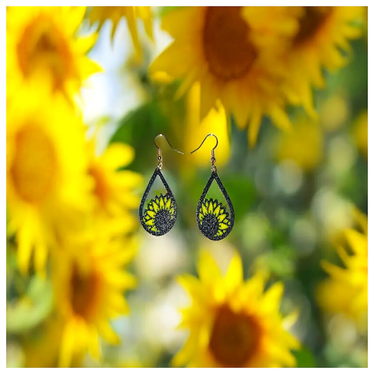 Waterdrop Sunflower Earrings Women s Floral Earring Romantic Fresh Sweet Girl Jewelry Droplet Shape Girlfriend