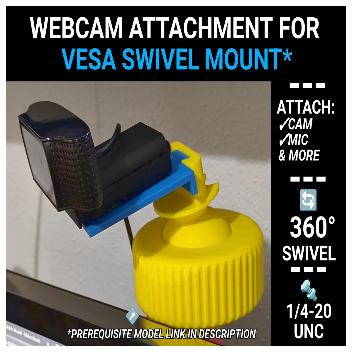 14 20mm vesa mount adapter bracket for webcams universal tripod screw thread converter holder