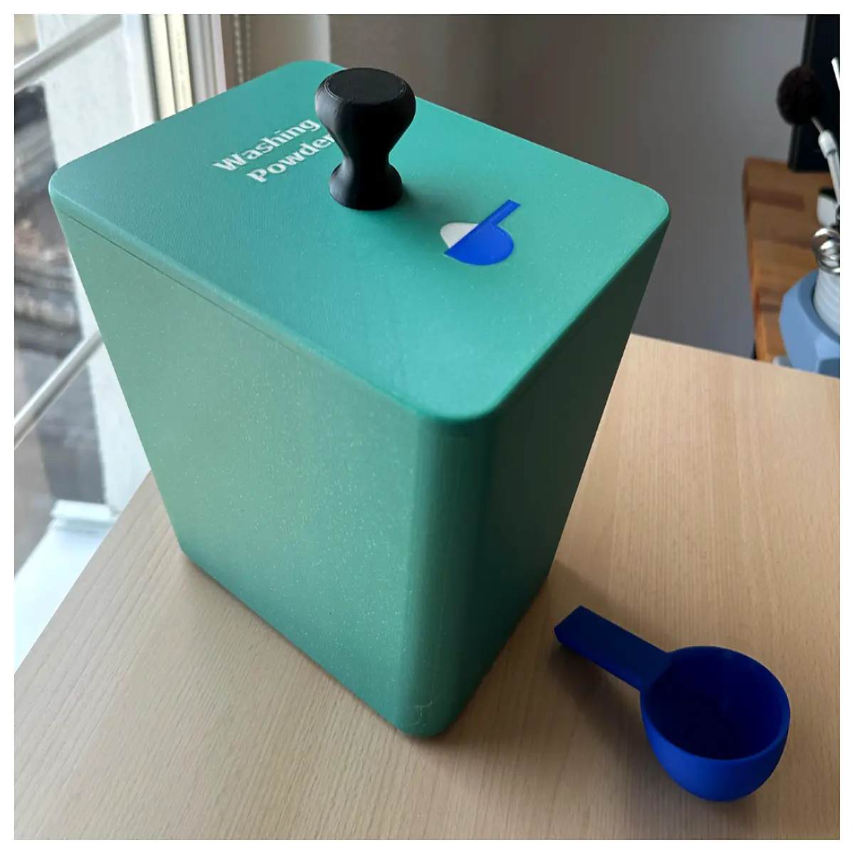 laundry detergent storage container with scoop and lid plastic powder jar for washing machine