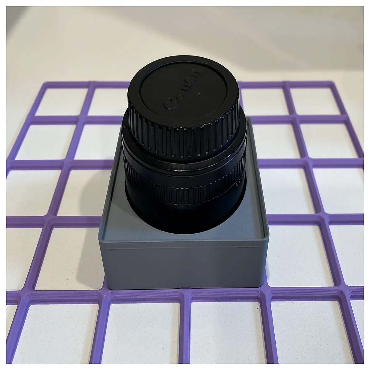 gridfinity baseplate organizer for ef 50mm f1 8 ii lens storage modular system diy plastic case