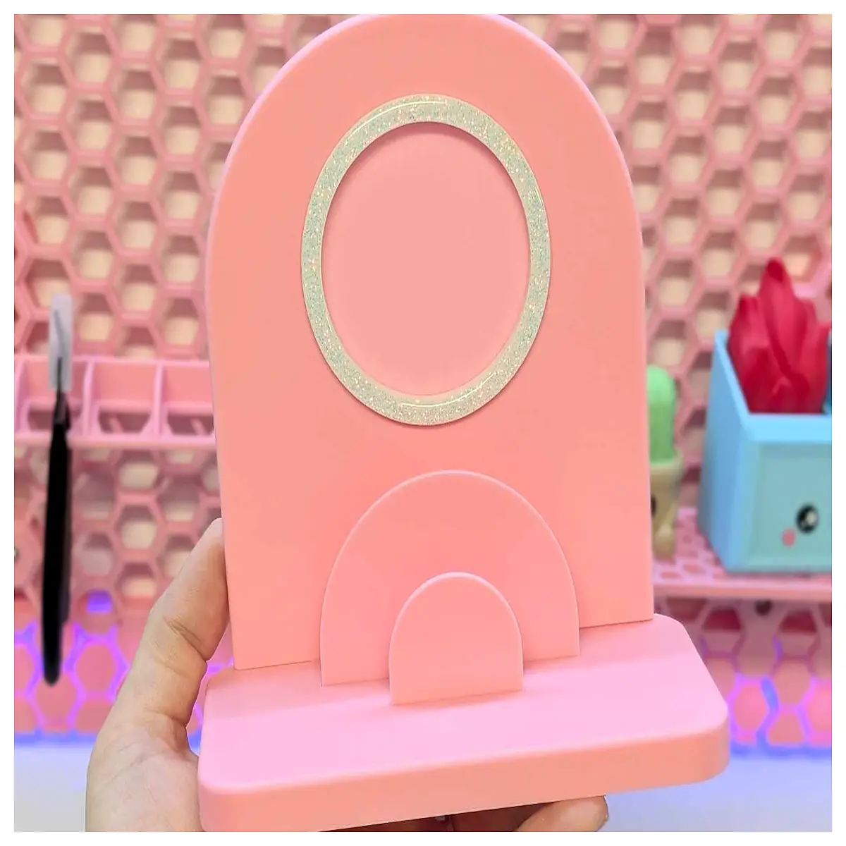 Business Card Display Stand Magnetic Card Holder Desktop Name Card Holder Presentation Base Magnetic Card Fixture Enhance Card Visibility