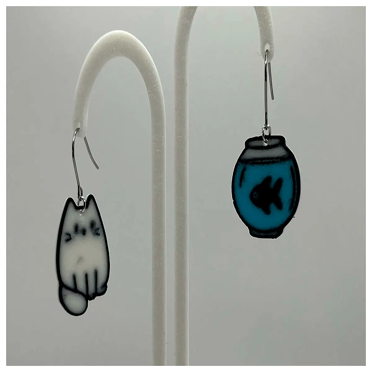 Cat Fish Tank Earrings Creative Aquarium Earring Design Pet Jewelry Elegant Girl Gift Trendy Earring Accessories