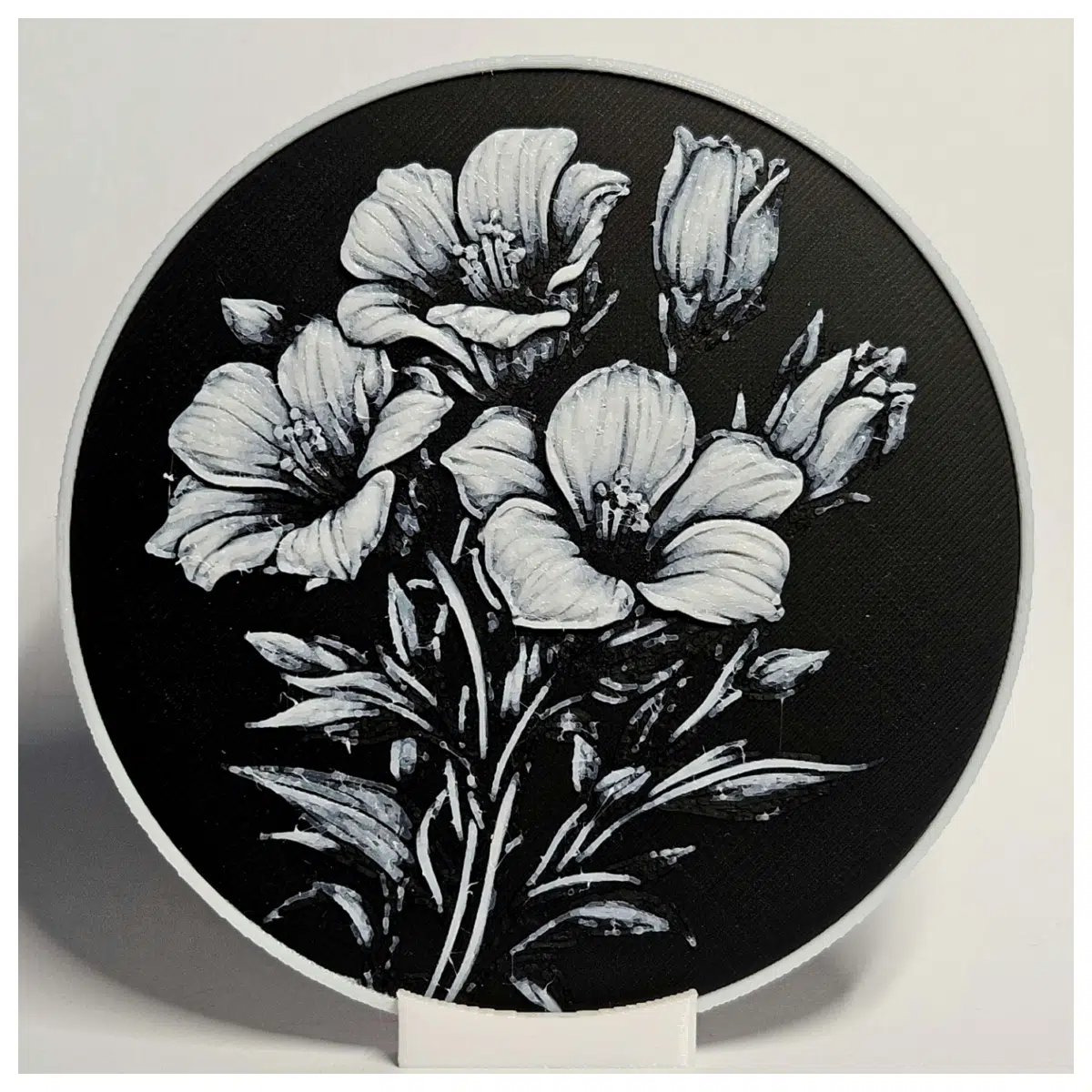 Black White Floral Car Coasters Auto Accessories Drink Mat Desktop Decoration Home Decor Car Parts
