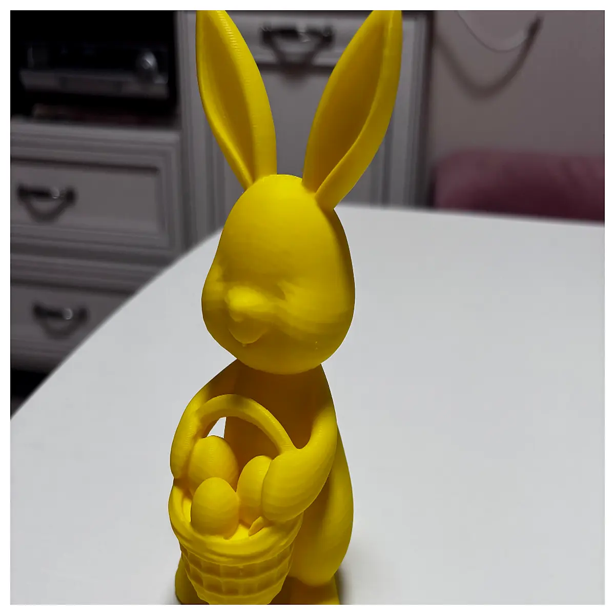 cute bunny plush holding easter eggs basket spring holiday decor