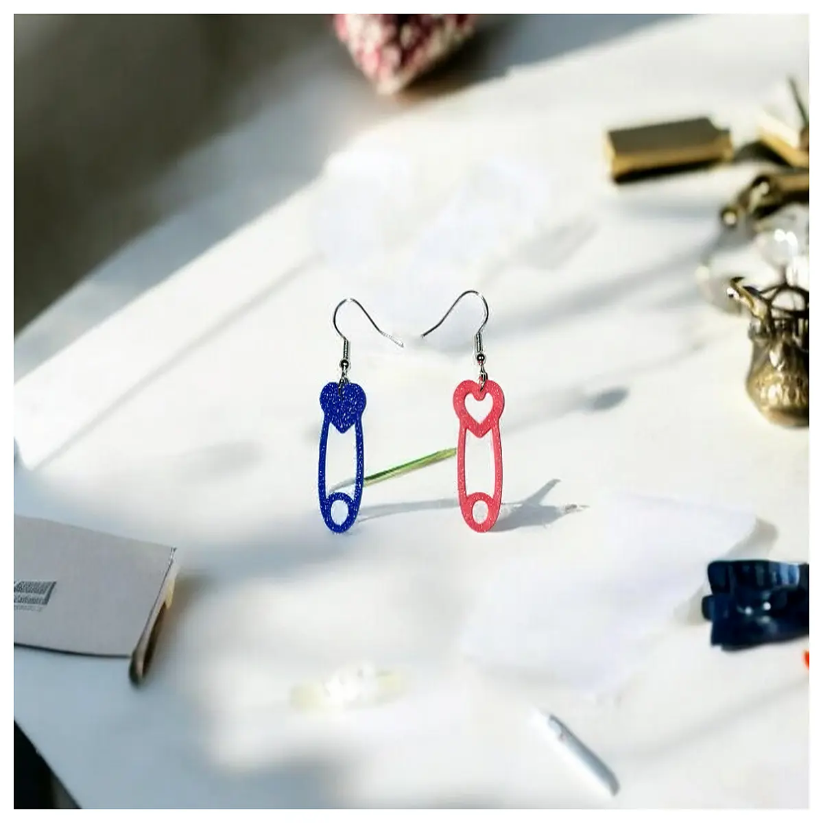 safety pin earrings punk goth alternative jewelry silver charm drop dangle