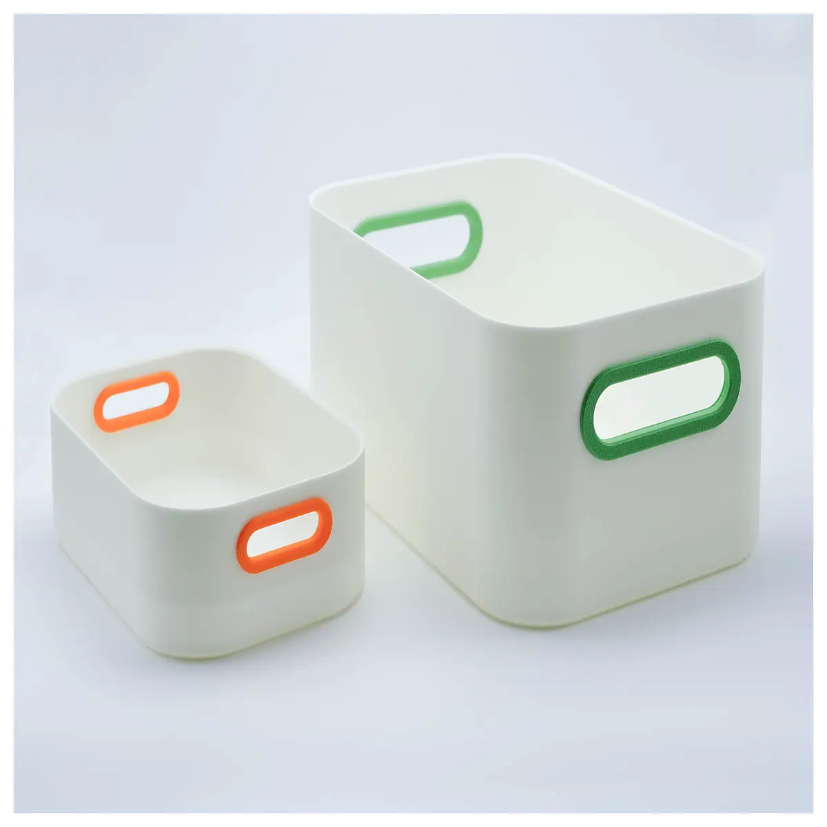stackable storage boxes with handles minimalist organizer for closet home office plastic bins