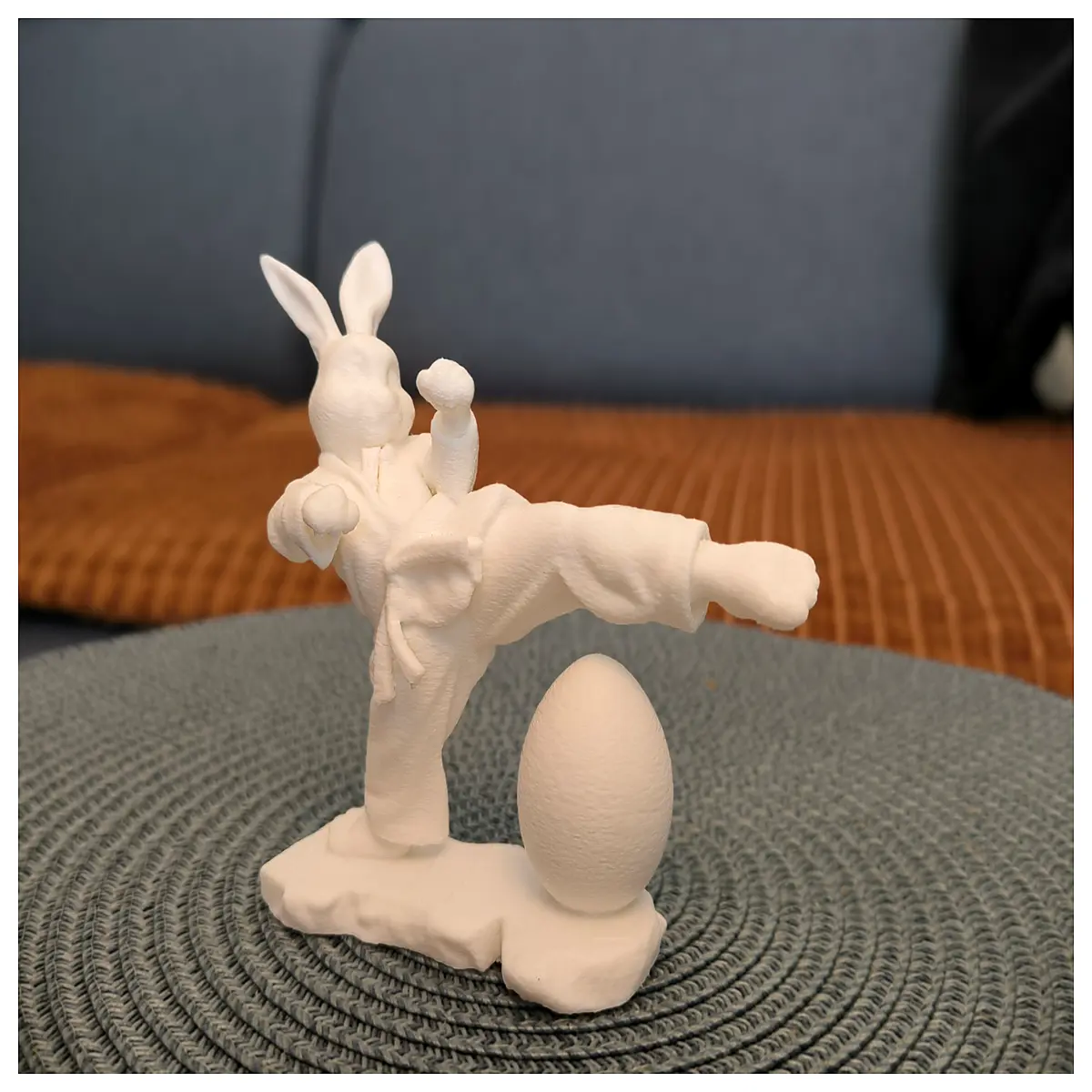 easter bunny karate ninja decoration martial arts rabbit figurine spring holiday home decor funny cartoon animal statue for garden or shelf