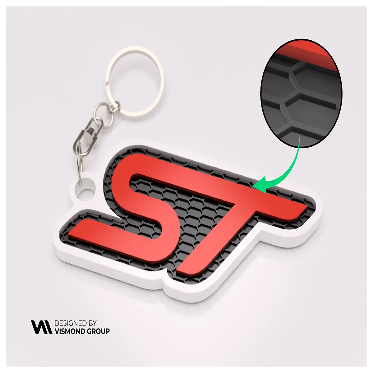 ST Keychain Car Accessory Keyring Sports Car Parts Auto Decoration Vehicle Charm