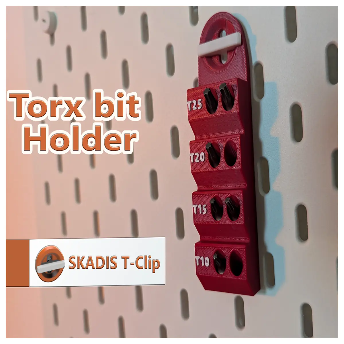 Skadis T Slot Clip Label Torx Screwdriver Head Holder Screwdriver Accessories Tool Holder Torque Wrench Attachment Repair Tool