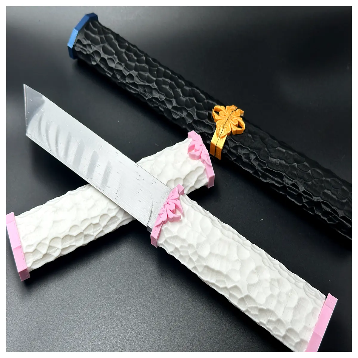 Japanese Tanto d Hammered Grain Tattoo Blade Weapon Collection Design Fighting Roleplay