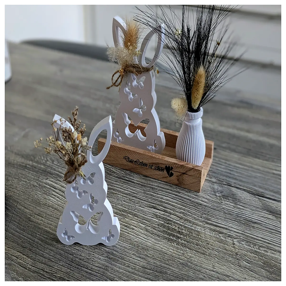 whimsical rabbit figurine with vase ceramic garden statue cute animal home decor fantasy art piece for shelf