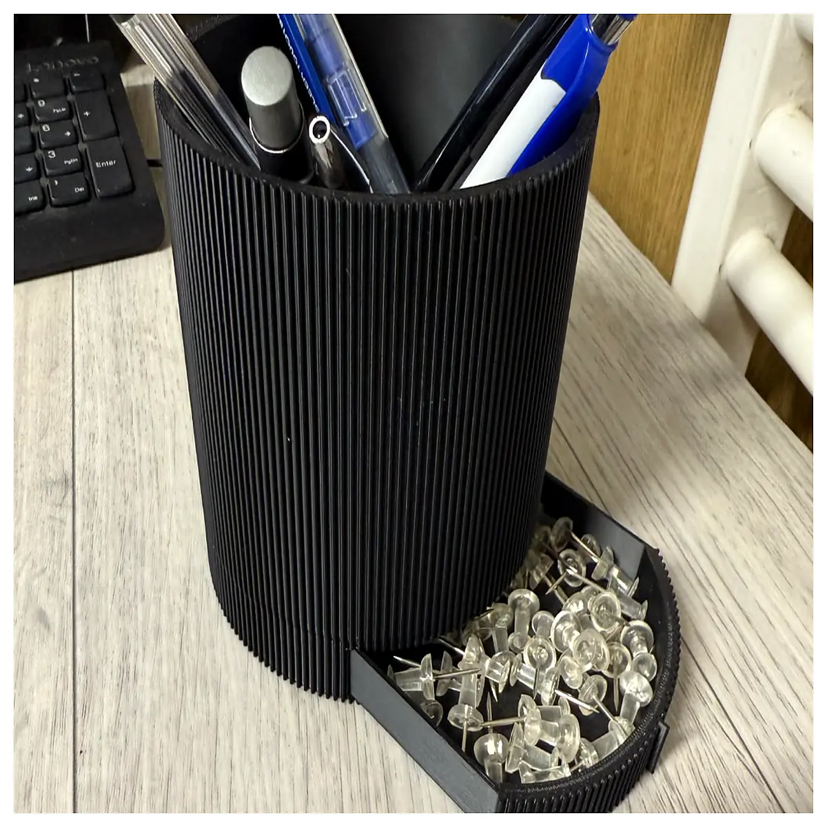modern ribbed pen holder desk organizer for office supplies minimalist acrylic storage container
