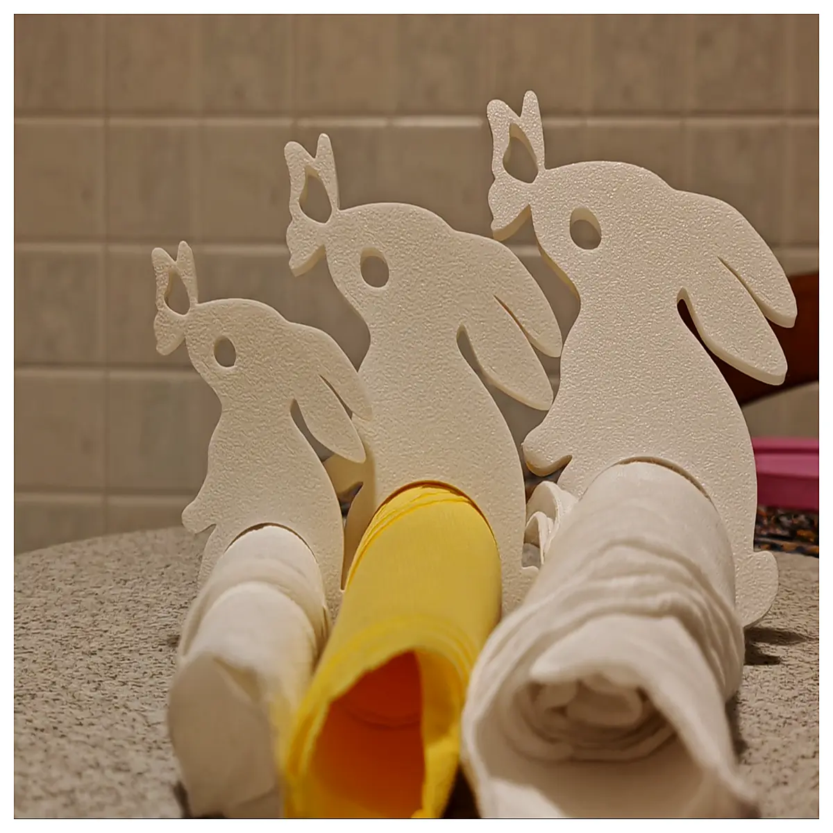 cute bunny napkin holder table decor rabbit shaped cutlery organizer for dining room ceramic animal napkin ring gift