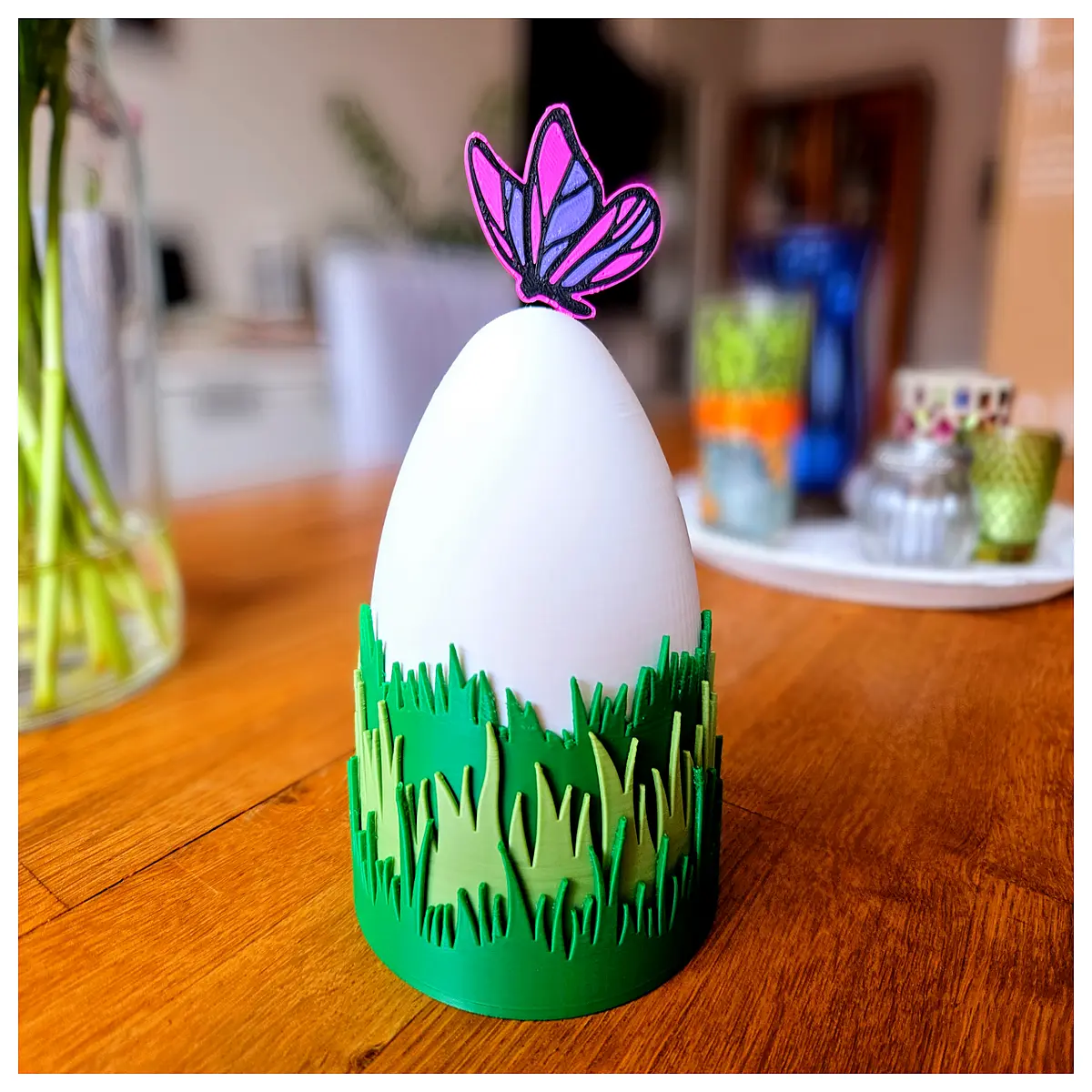 Grass Easter Egg Box with Butterflies Decoration Realistic Easter Eggs Festive Gift Decorative Toy Easter Gift Idea