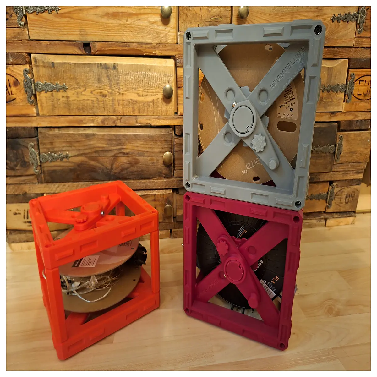 stackable cable reel organizer for workshop duty wire spool with wheels cord management system for home office and garage storage solutions