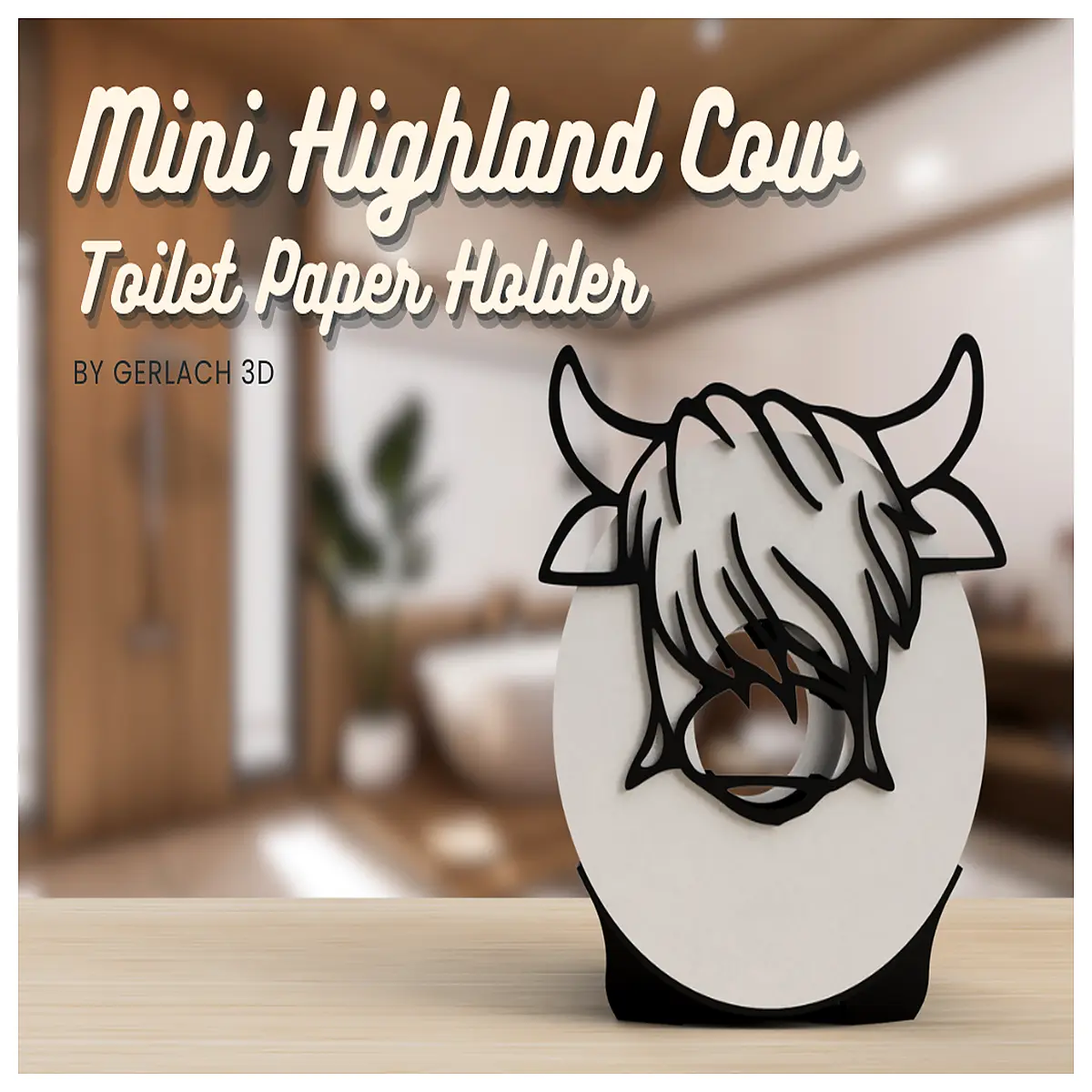 Mini Highland Cow Toilet Paper Holder Stand Floor Standing Paper Towel Rack Bathroom Shelf Wall Mounted Modern Simple Holder