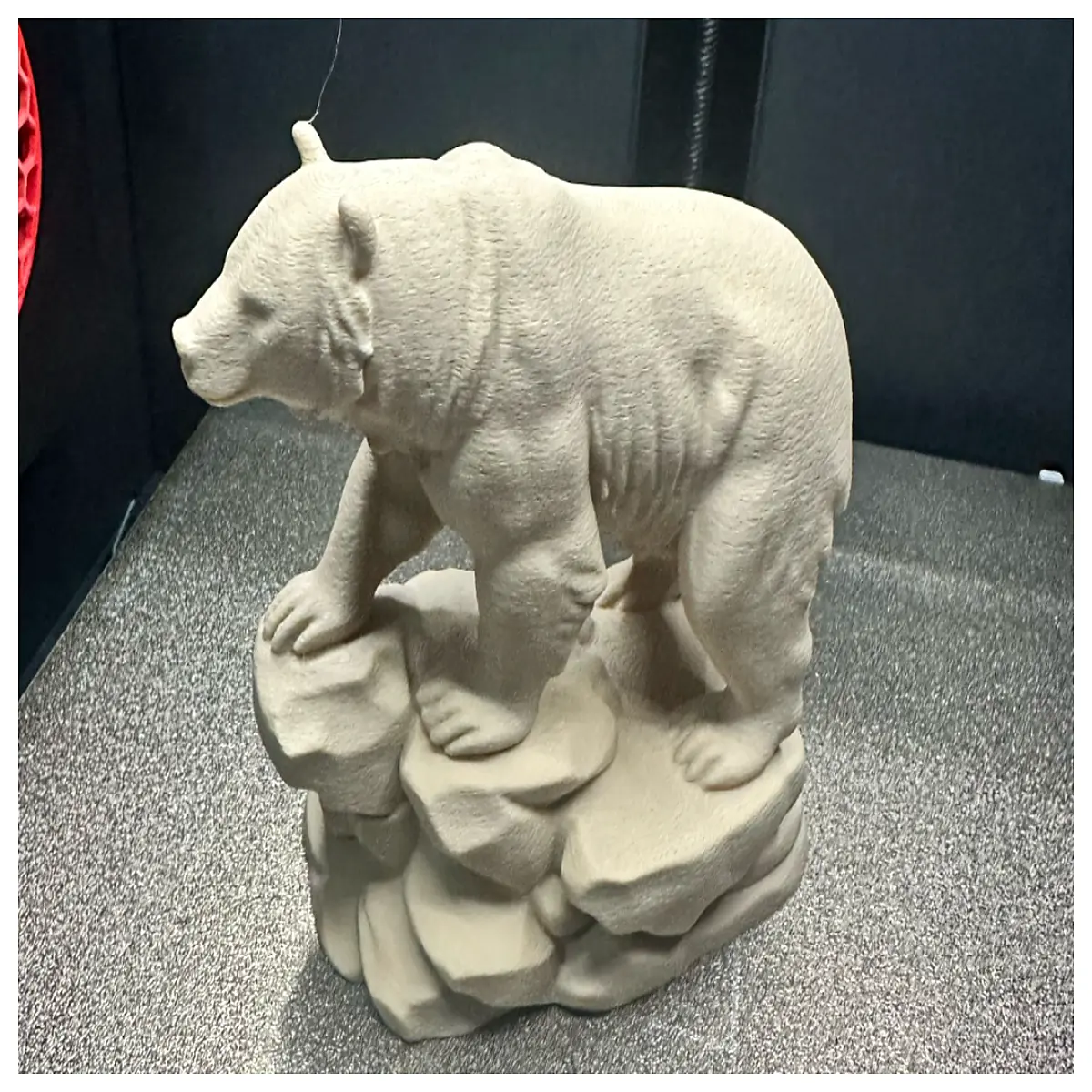 bear statue on rock garden decor stone bear sculpture for outdoor patio whimsical animal figurine for yard landscaping