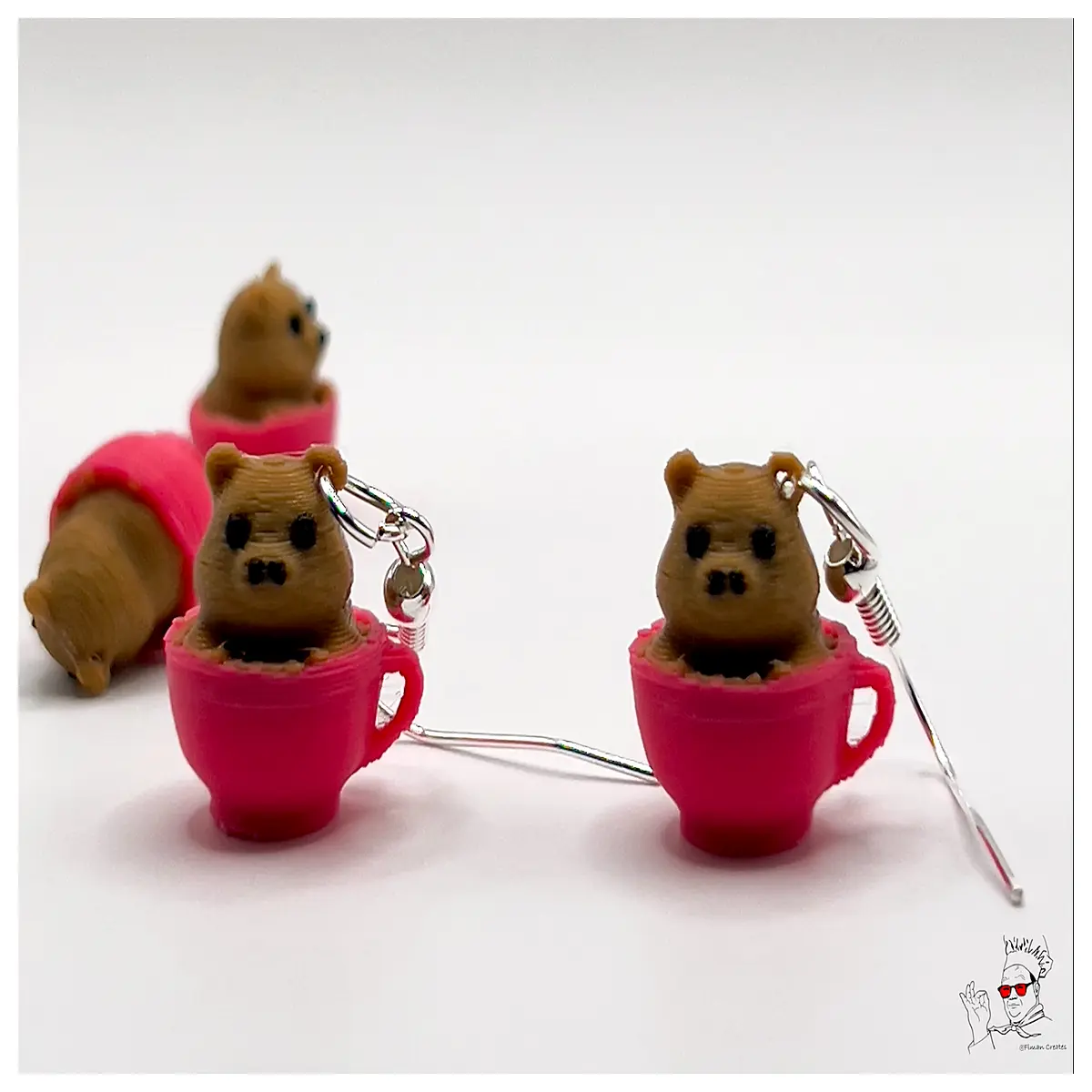 Capybara Earrings Cute Teacup Design Girl Gift Sweet Jewelry for Women Trendy Fashion Accessories